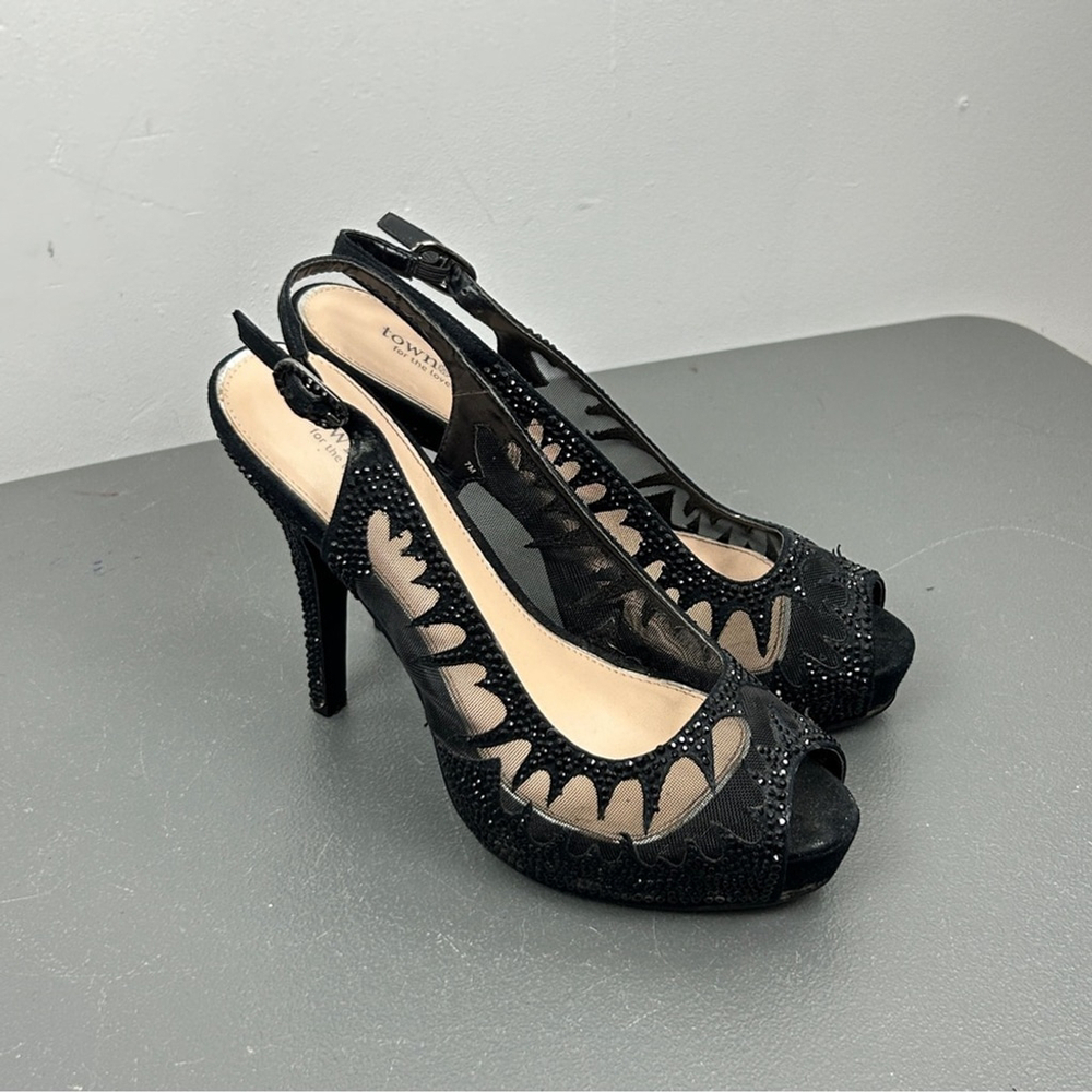 Town Shoes Mesh Slingback Sparkle Witchycore Heels
